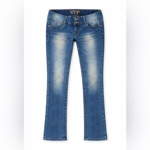VIP Y2K Double Button Skinny Jeans Size S Medium Wash